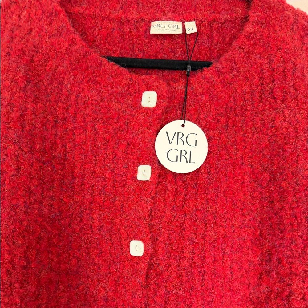 VRL GRL Elsie Knit Cardigan in Chili - Picture 6 of 10